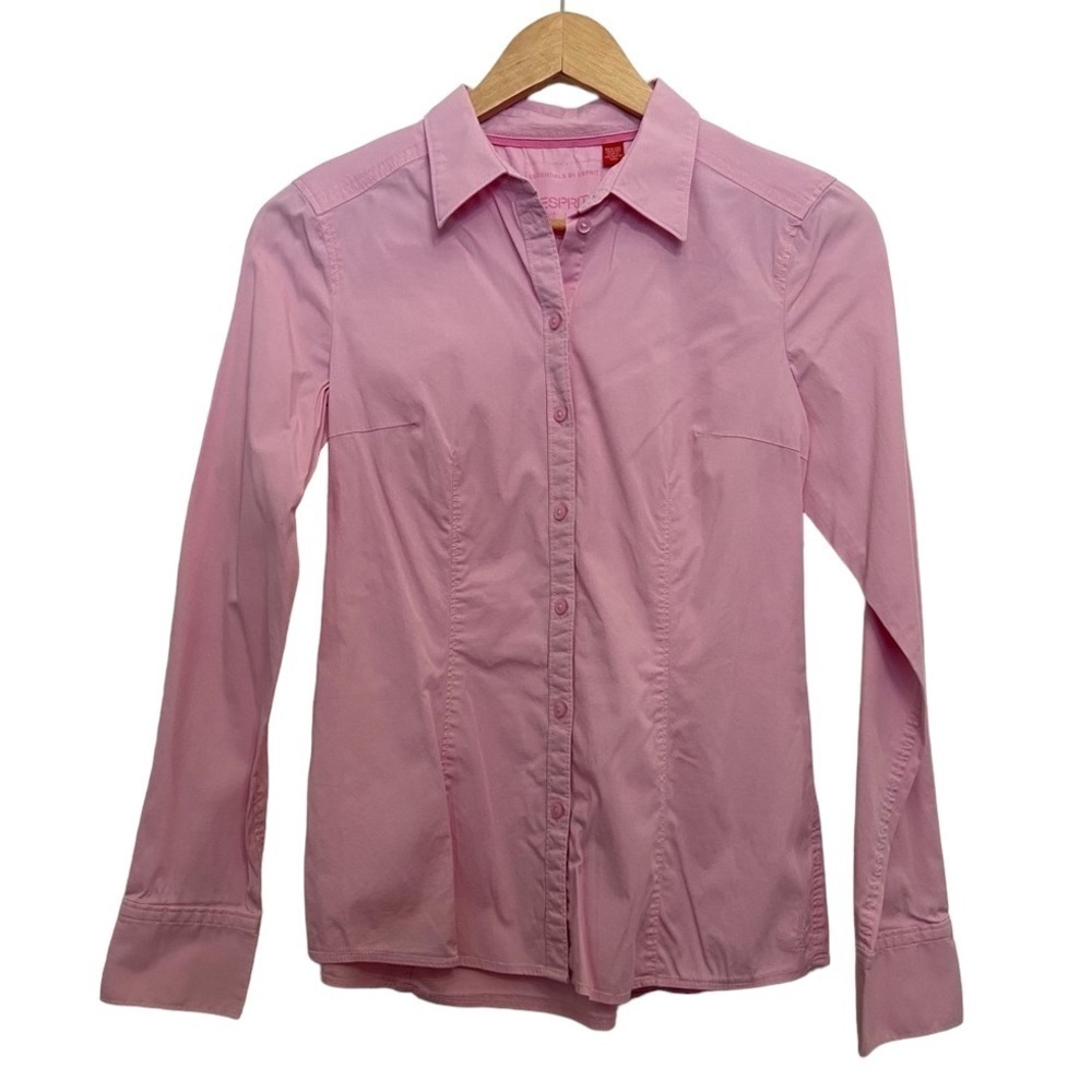 2/40$ ESPRIT button down shirt classic cotton light pink xs blouse cotton elasta